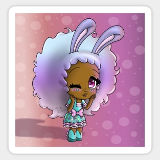 African American Girl with Bunny Ears Sticker